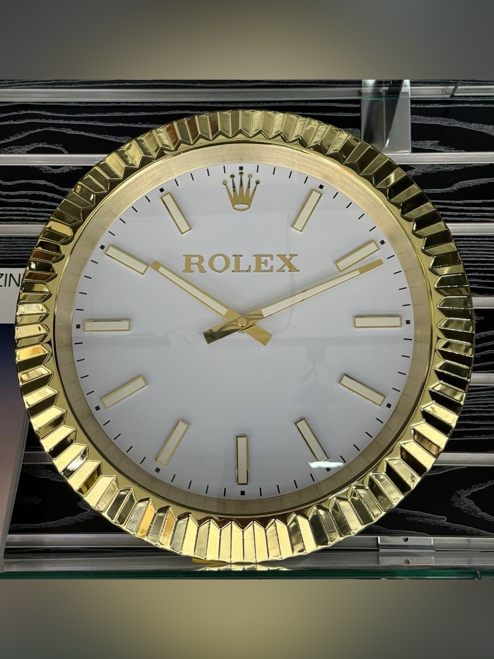 DATEJUST PRESIDENTIAL Wall Clock Gold Yellow Fluted Bezel Insert White CreamDial